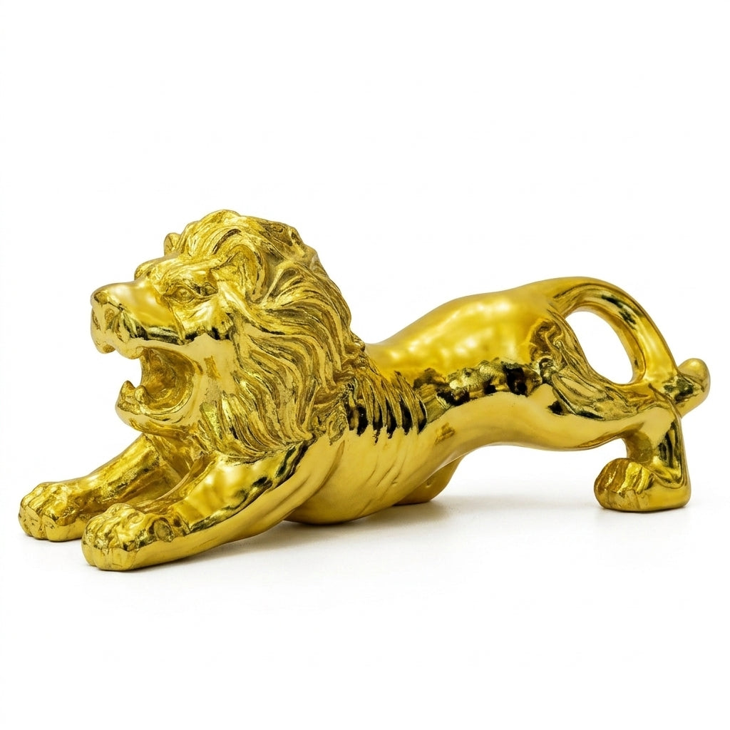 Golden Lion Dashboard Ornament – Premium ABS Resin Statue for Car, Office & Home Decor